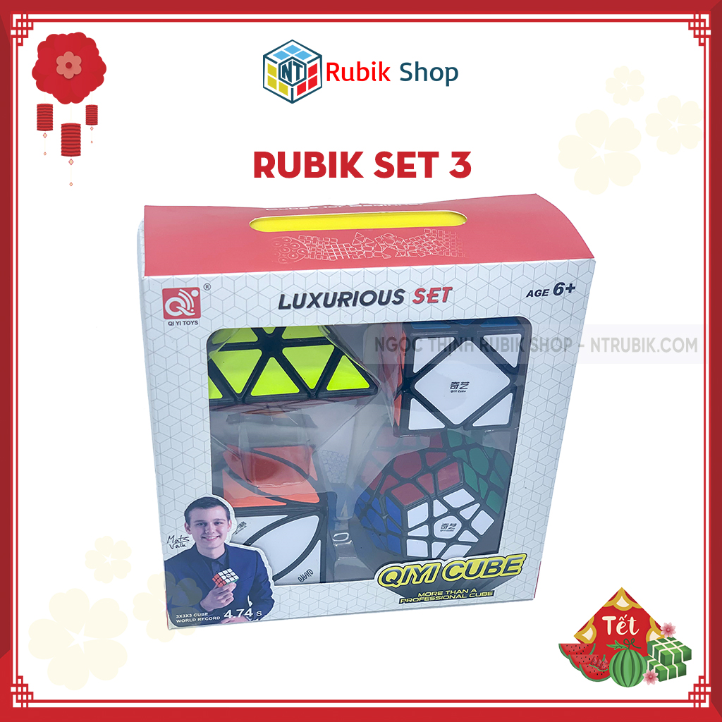 Set 3 /Combo 4 Rubik (Qiming A-Pyraminx,Qicheng A-Skewb,Qiheng-Megaminx,Ivy cube) - QiYi Gift Box