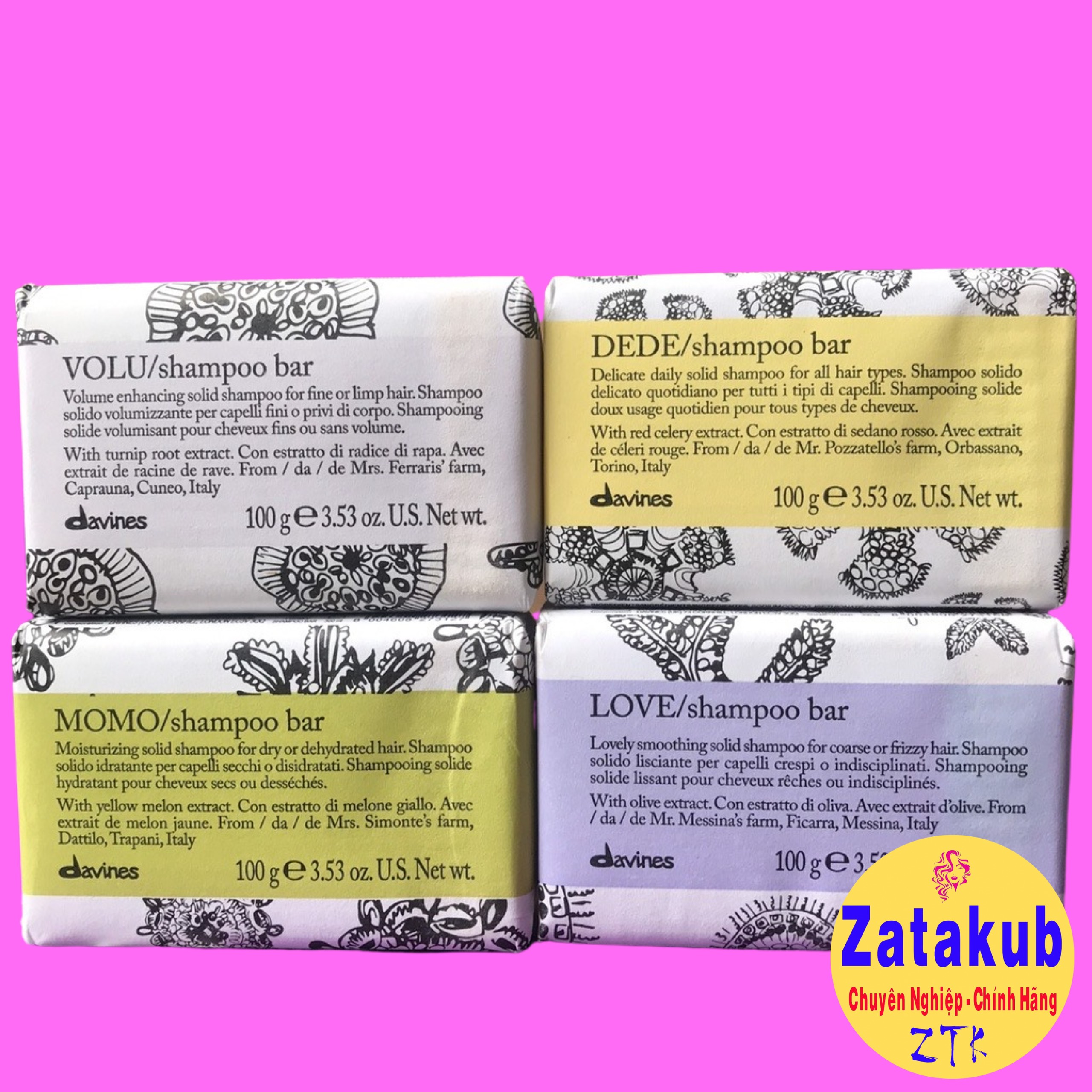 Bánh dầu gội dành cho cho tóc mỏng và yếu Davines VOLU Shampoo Bar 100gr