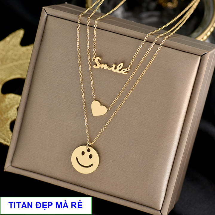 Dây chuyền vàng nữ đẹp nhất titan 3 tầng cách điệu đáng yêu - Hàng chuẩn titan màu sắc bóng đẹp - Cam kết 1 đổi 1 nếu gỉ sét