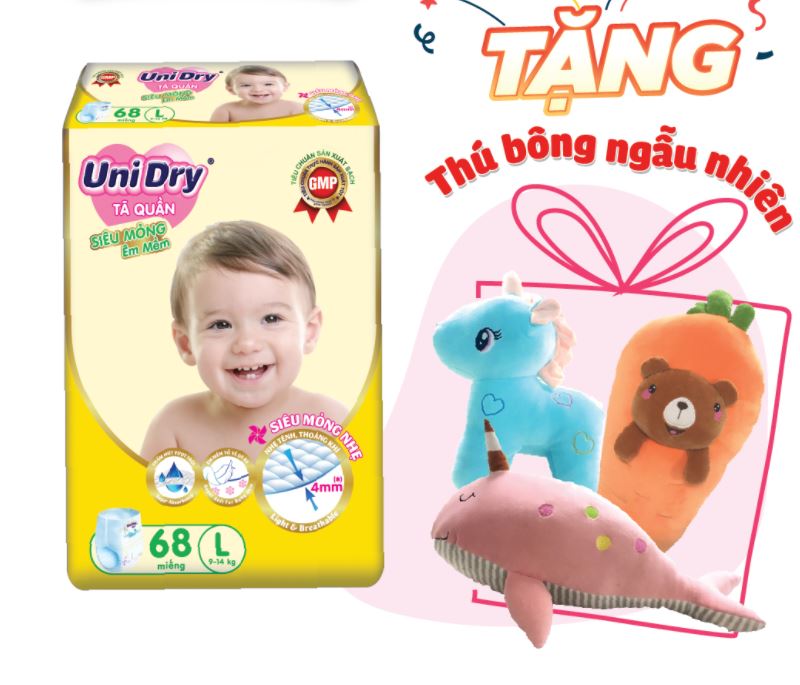 [Mua 1 Tặng 1] Tã quần Unidry SIÊU MỎNG size M74-L68-XL62-XXL56