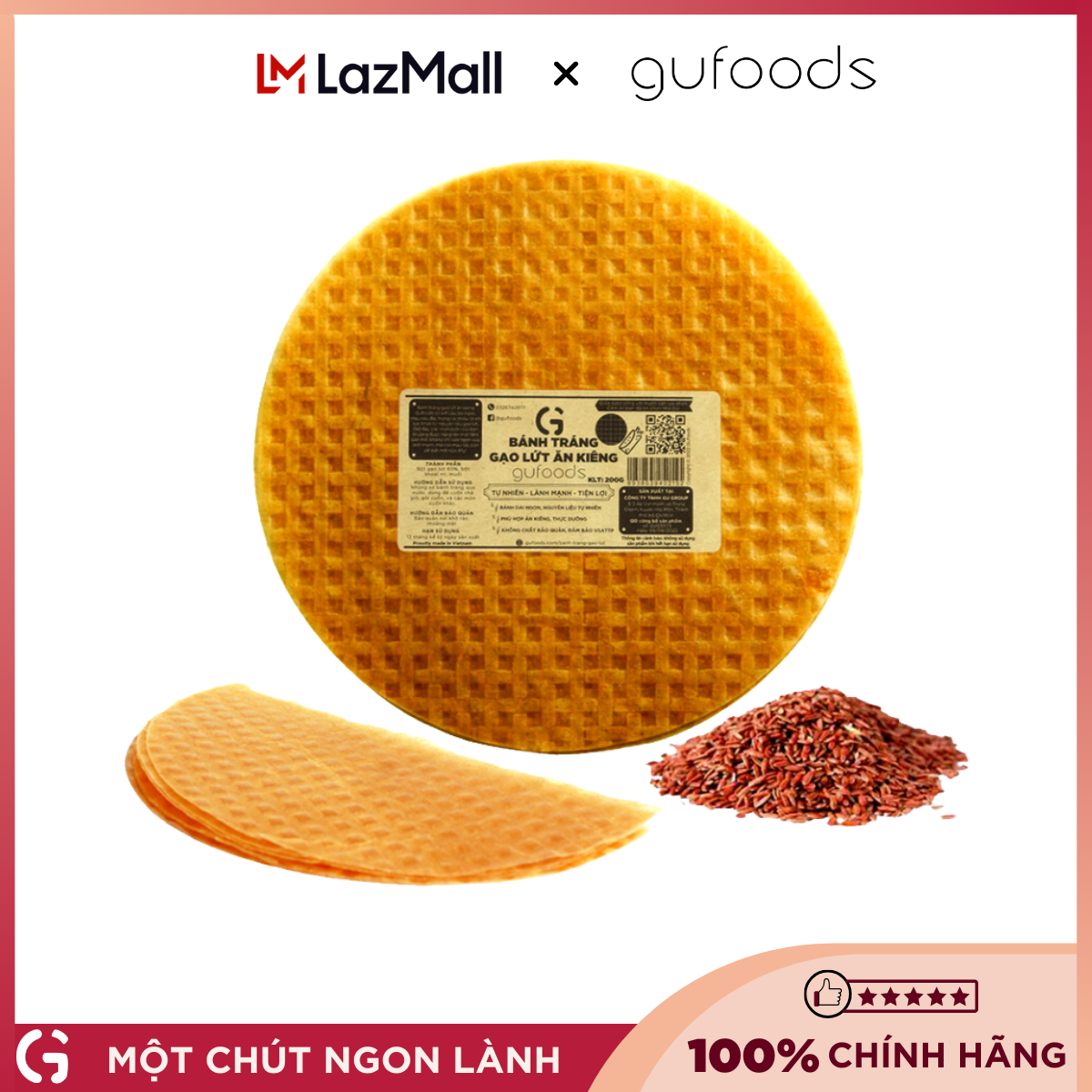 Bánh tráng gạo lứt GUfoods - Dai ngon, Eatclean, Ăn kiêng, Healthy
