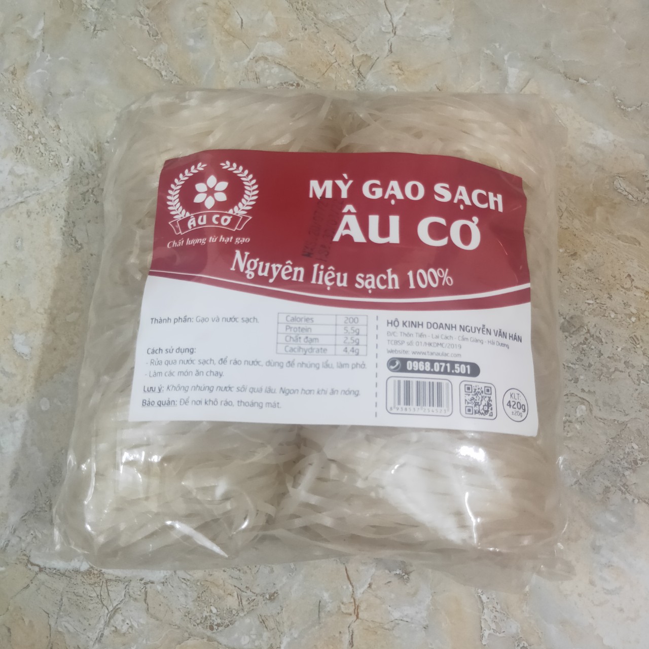 Mỳ gạo sạch Âu cơ Hải Dương 370g loại mì bản rộng