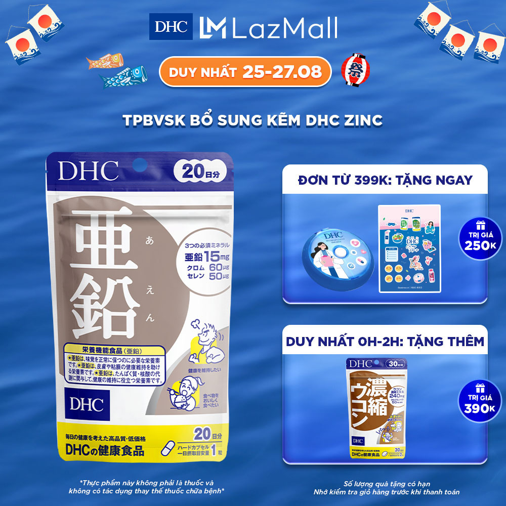 Viên uống Bổ sung Kẽm ZinC gói 20 viên (20 ngày) - TPBVSK DHC Zinc