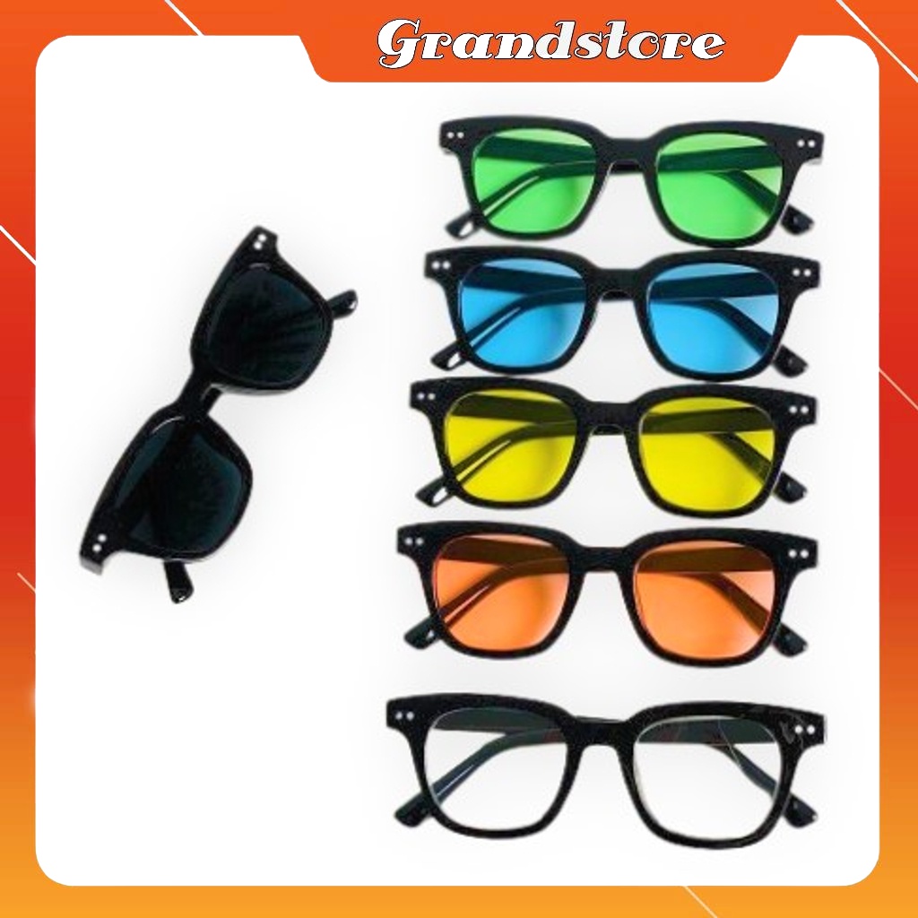 Mắt kính nam nữ chữ V form nhỏ gọng nhựa đen mỏng thời trang nhiều màu, mắt kiếng du lịch râm mát unisex tròng vuông nhỏ