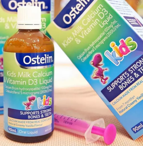 [CHÍNH HÃNG] Siro Cho Bé Ostelin Kids Milk Calcium & Vitamin D3 Liquid 90ml [hỗ trợ phát triển chiều cao; hỗ trợ mọc răng; hương hoa quả, dễ sử dụng] Hàng ÚC
