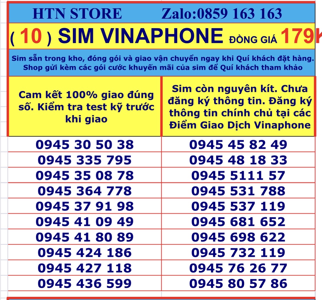 Sim vina số đẹp giá rẻ đồng giá 179k