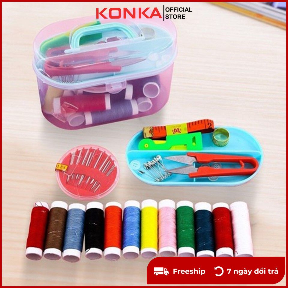 Bộ kim chỉ may vá 15 chi tiết K235, có hộp đựng kim chỉ nhỏ gọn, đầy đủ dụng cụ may vá.
