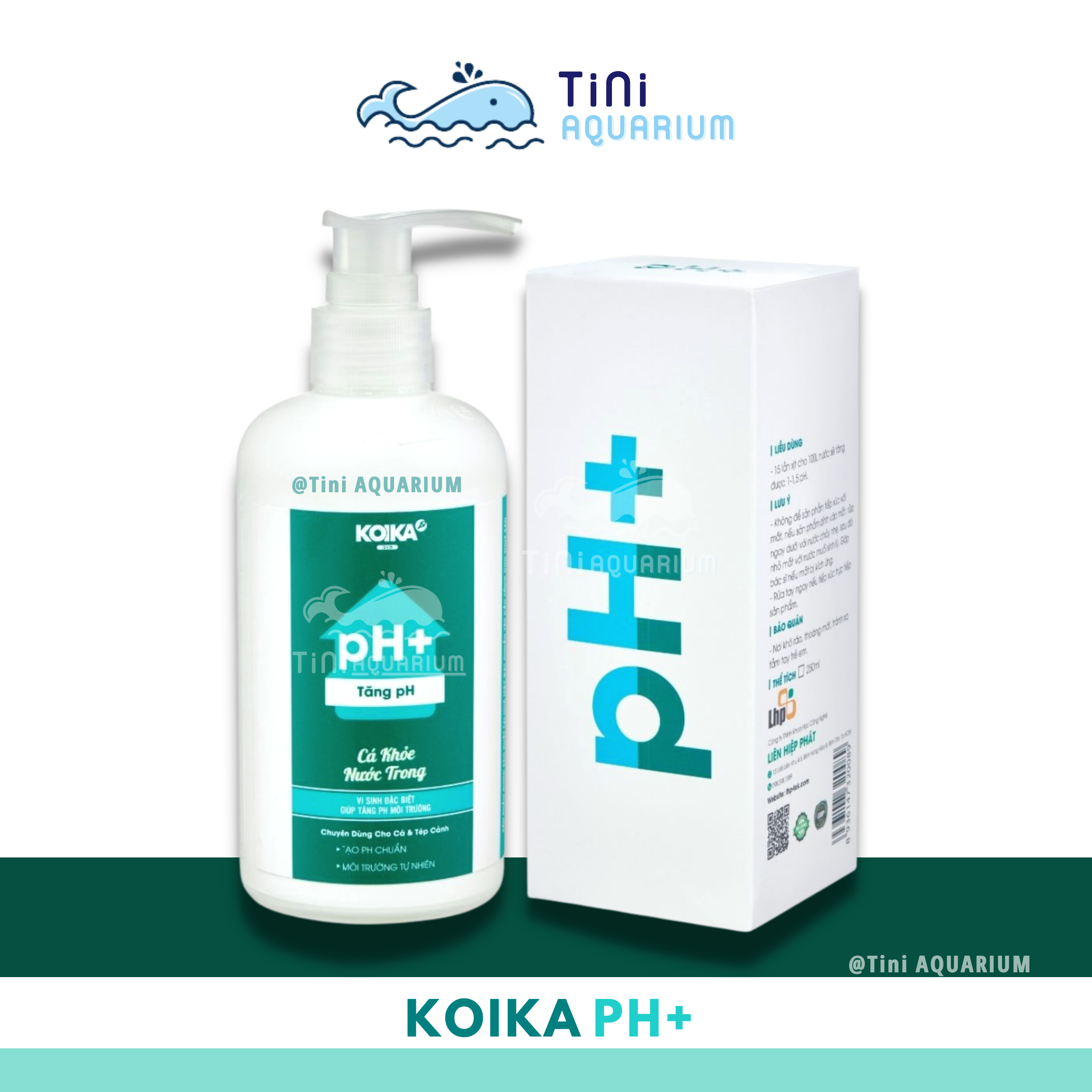 KOIKA - PH+ dung dịch tăng độ PH - men vi sinh giúp tăng PH chuyên dùng cho cá và tép cảnh