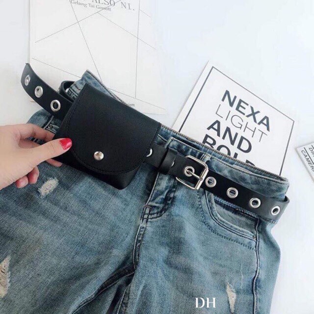 Thắt lưng oze khoen đơn ulzzang kèm túi nhỏ