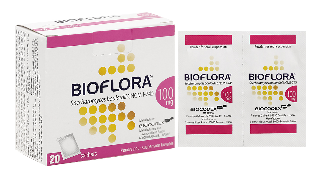 Bột pha hỗn dịch uống Bioflora 100mg hỗ trợ tiêu chảy hộp 20 gói