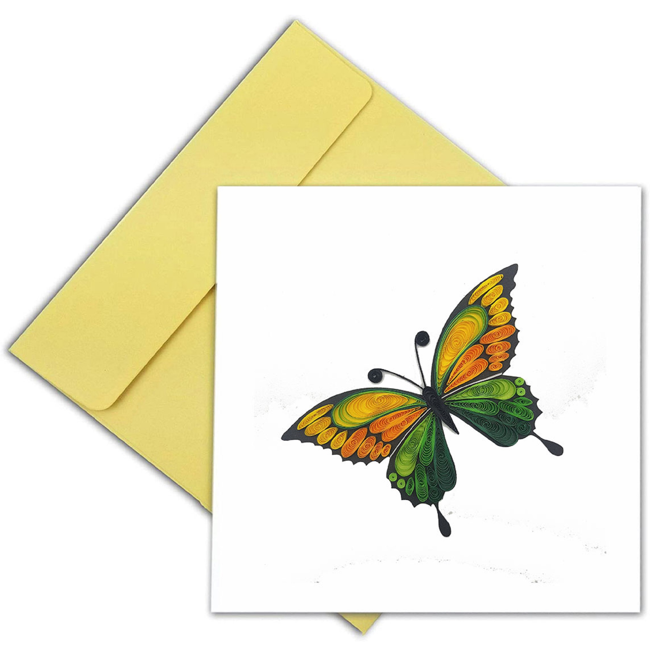 Thiệp 3D hình bươm bướm làm quà tặng, Thiệp giấy xoắn Quilling Card, Handmade LAMI, 15x15cm