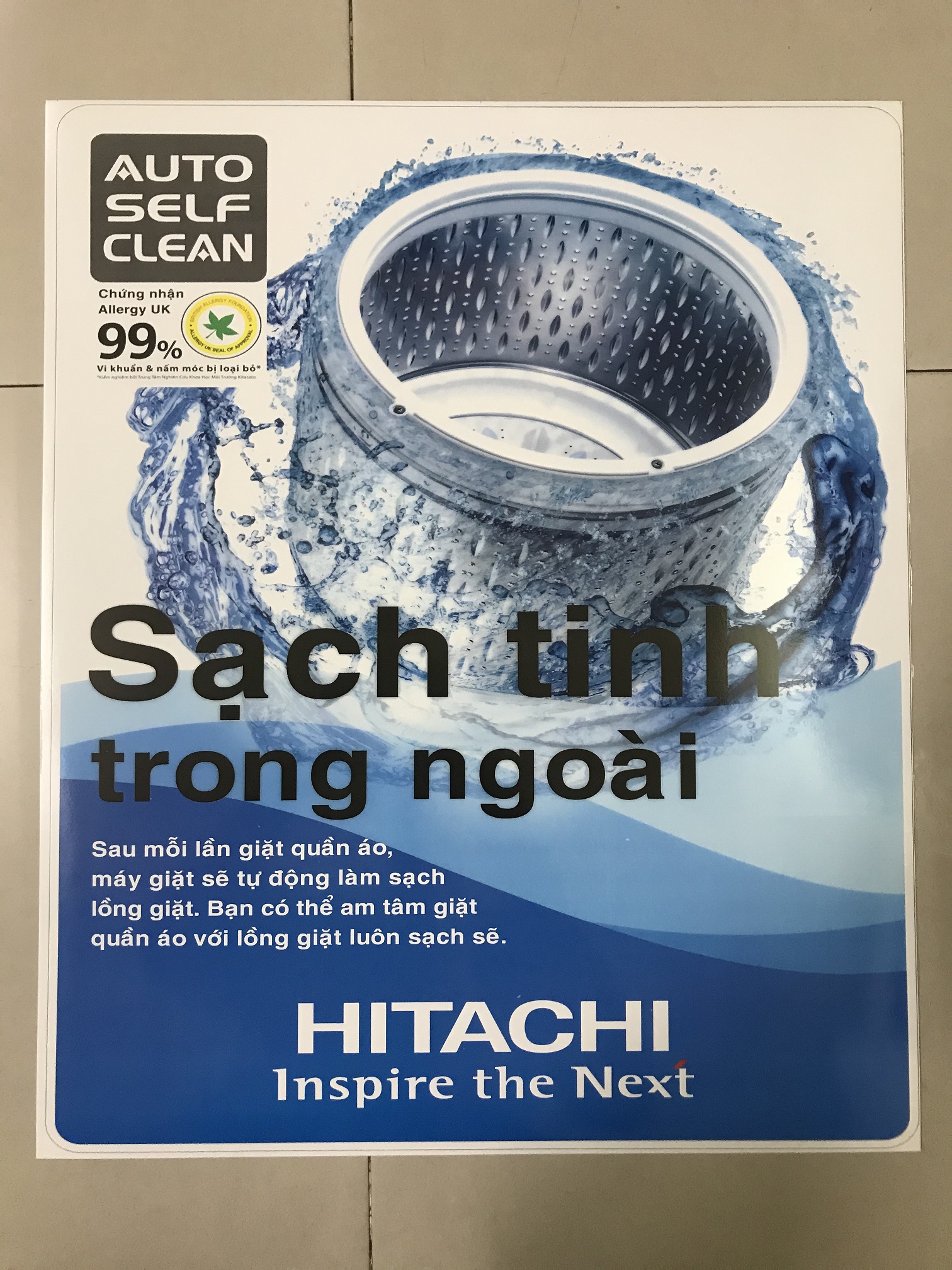 Miếng dán máy giặt Hitachi - Tem dán máy giặt Hitachi (mẫu 2)