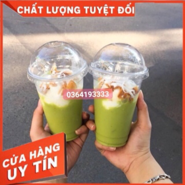 Cốc nhựa nắp cầu 500ml 50 cái kèm nắp vòm
