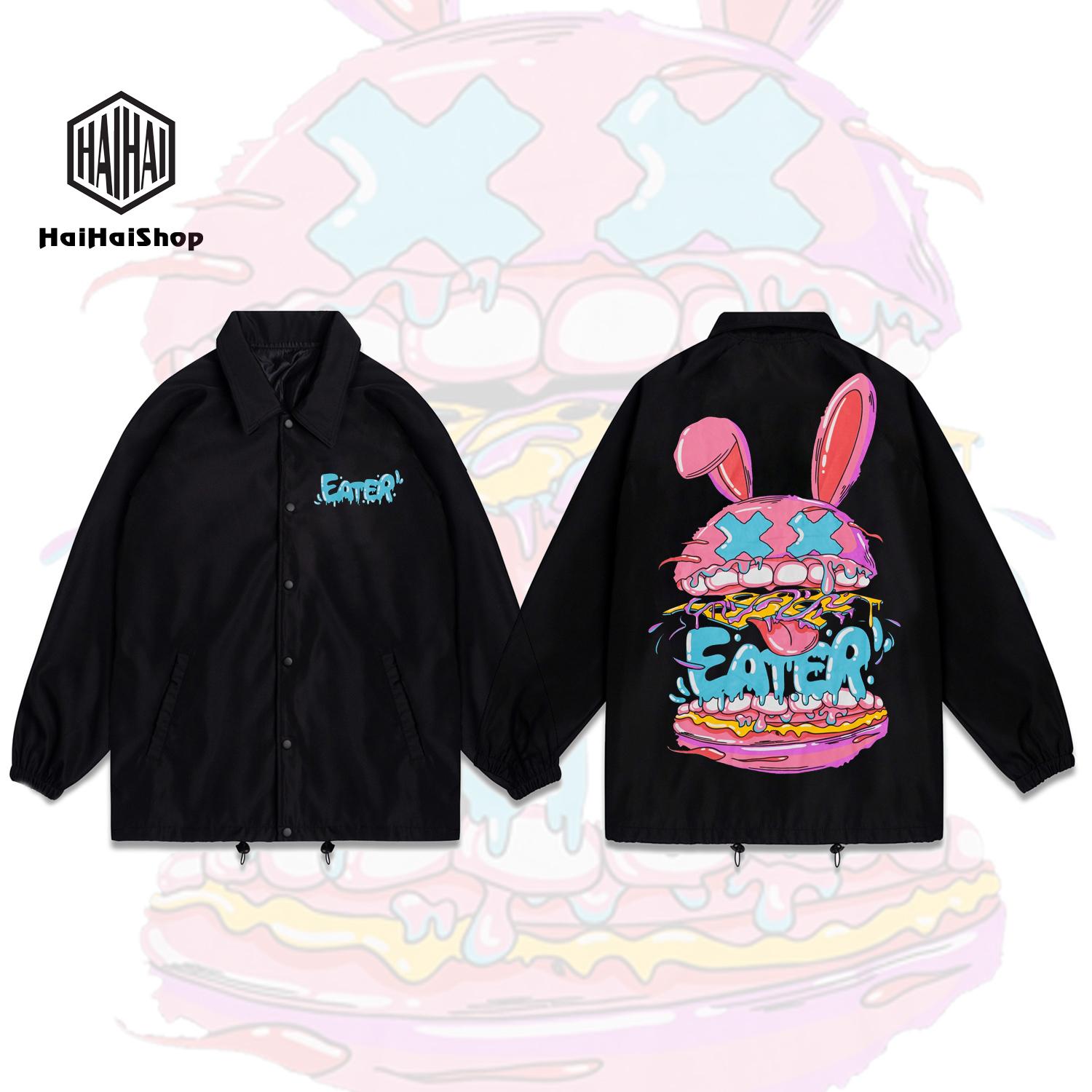 Áo Khoác Cổ Bẻ Eater in KTS Form Rộng Dù 2 Lớp Phong Cách LocalBrand