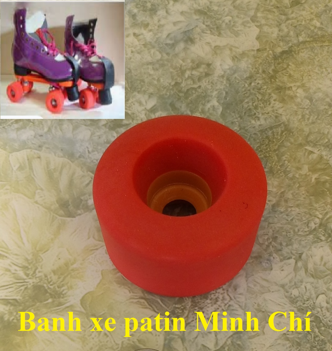 Bánh xe patin màu đỏ Minh Chí dùng cho giày patin 2 hàng bánh xe