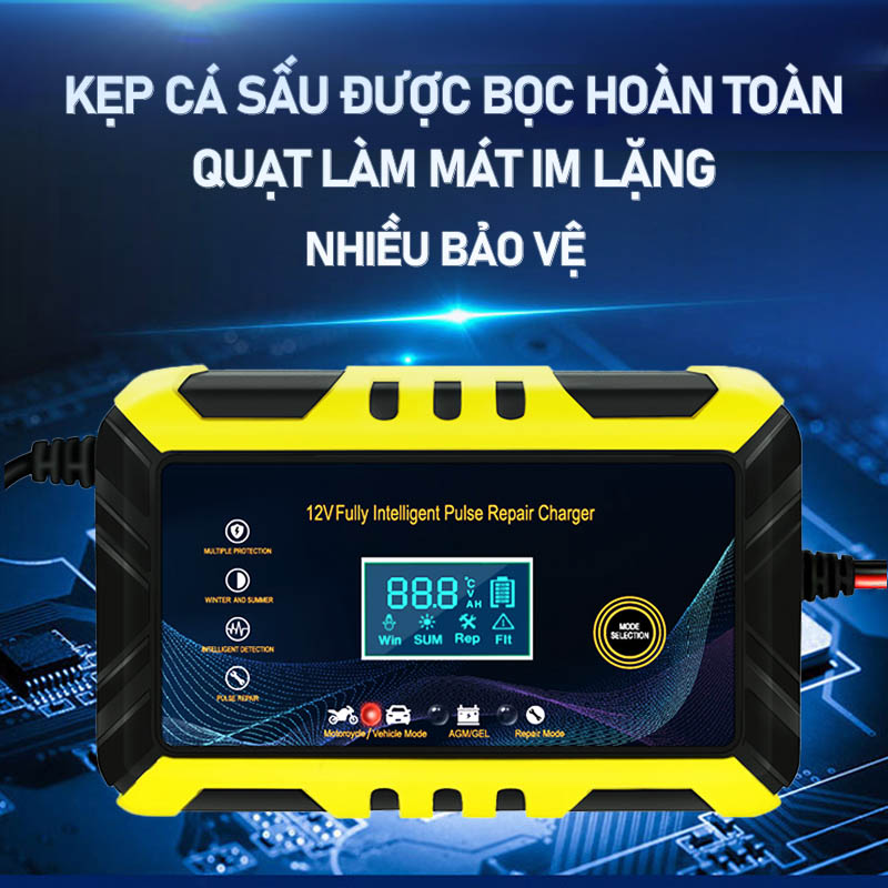 Sạc điện bình ắc quy ôtô 12V sạc điện thông minh xe máy điện kiểu bin sạc điện tự động hồi phục