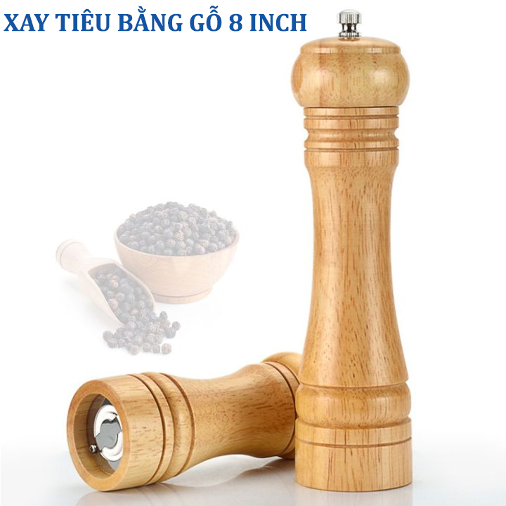 Dụng cụ Xay tiêu cầm tay bằng gỗ sang trọng 8 INCH