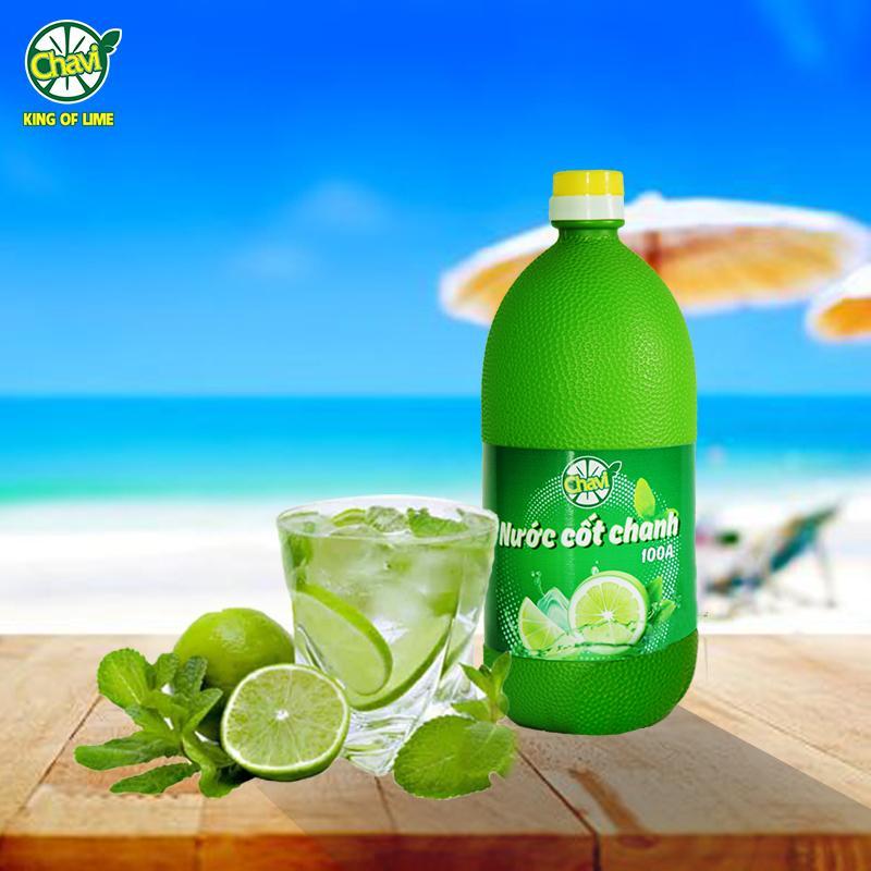 Nước cốt chanh nguyên chất không đường CHAVI 100A chai 1 lit (98% dịch cốt chanh) (Chavi lime juice 1000ml)