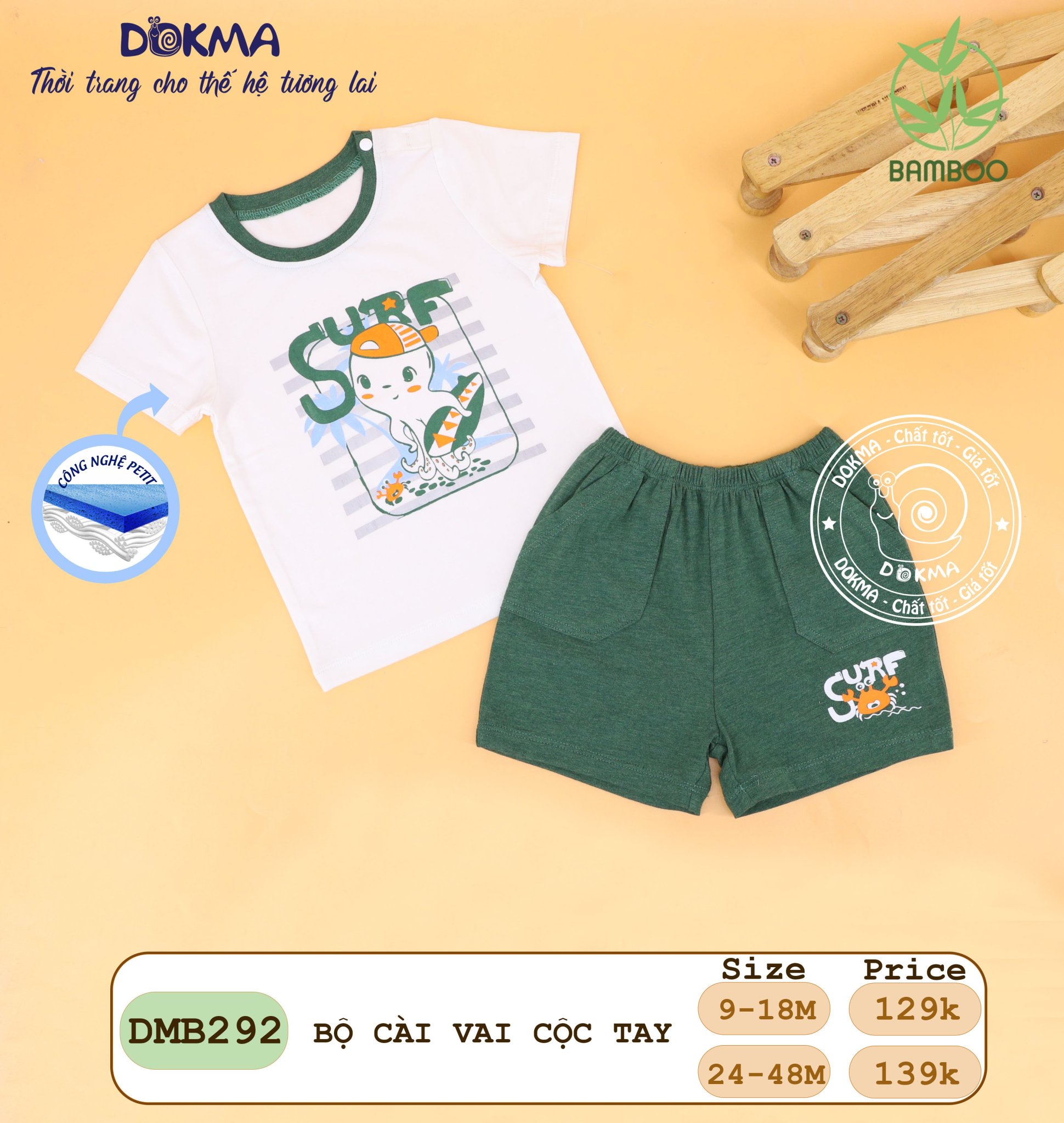 [THANH LÝ]Bộ Cài Vai Vộc Tay Dokma Cho Bé Từ 9-48 Tháng DMB292 - Chất Liệu Vải Sợi Tre Mềm Mịn Thoáng Mát Cho Bé