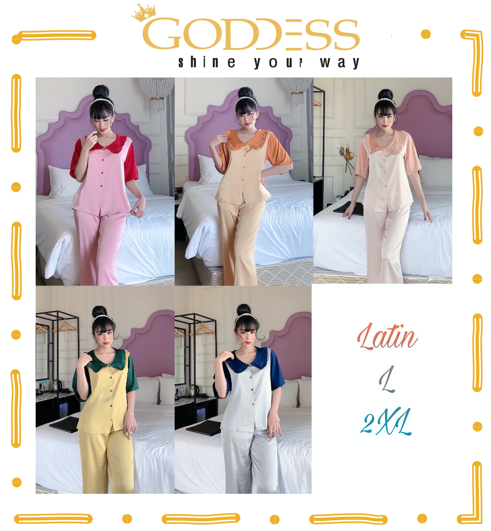 Bộ đồ Pijama Lụa Latin cổ bèo 💖 Đồ bộ dài Bigsize 50 - 75kg cao cấp Latin mát lịm