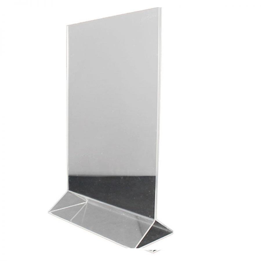 Kệ Mica 2 Mặt A4 Đứng, Chân Tam Giác E01, Mica Trong Dày 2mm kt 21x30 cm