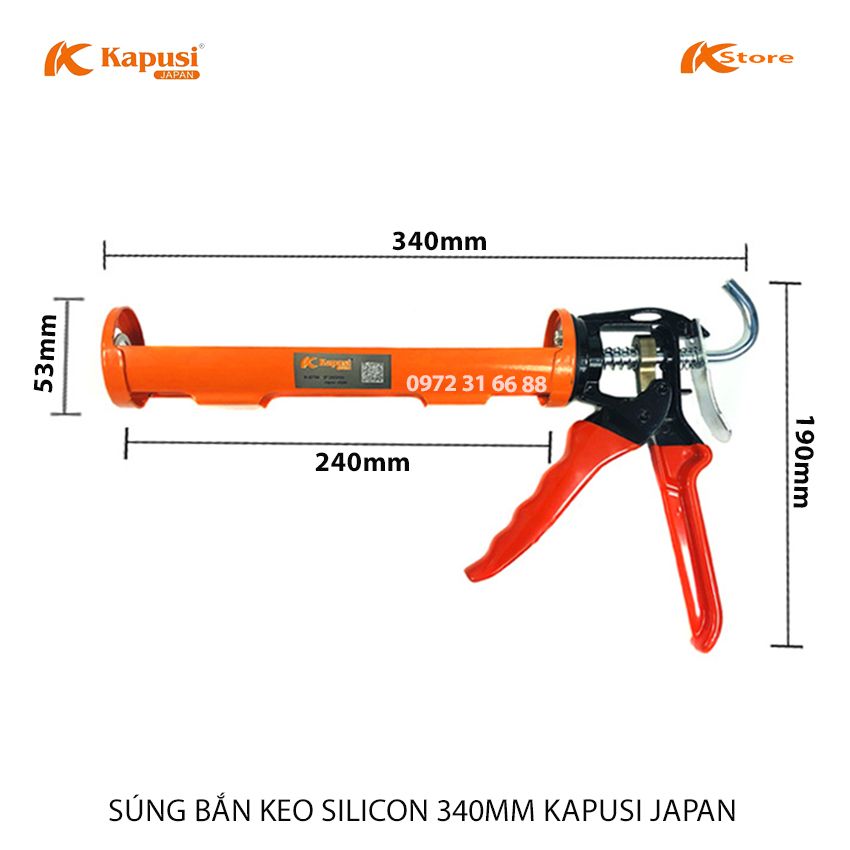 Súng bắn keo nến silicon kapusi japan - dụng cụ bơm keo xương thép crv