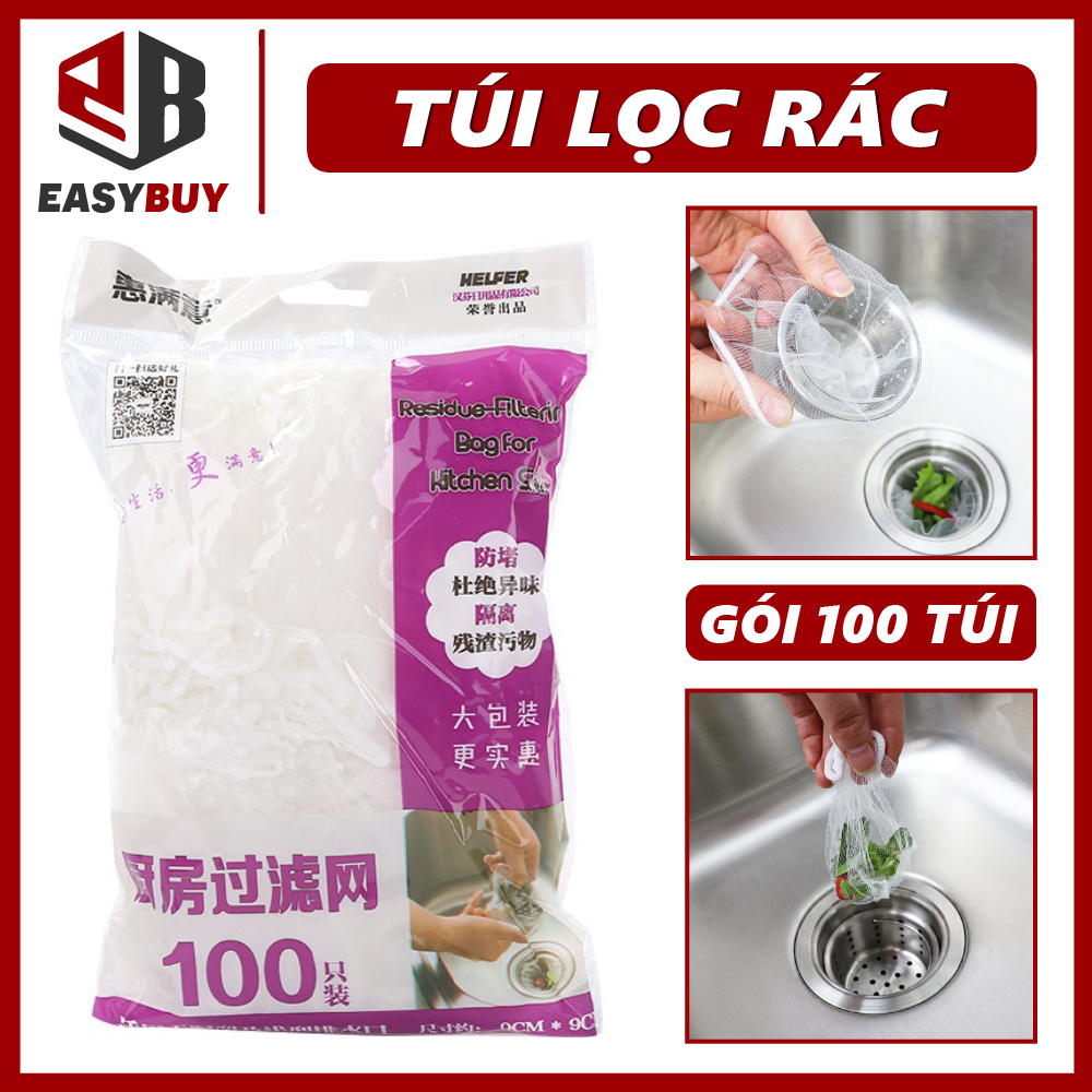 Gói 100 Túi Lọc Rác Bồn Rửa Chén