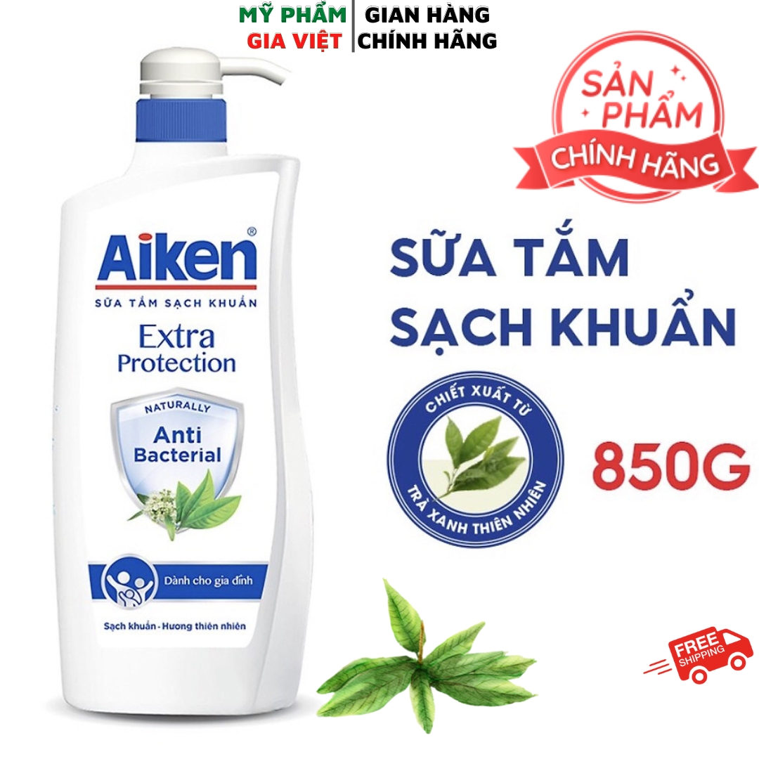 Sữa tắm sạch khuẩn aiken hương trà xanh 850g