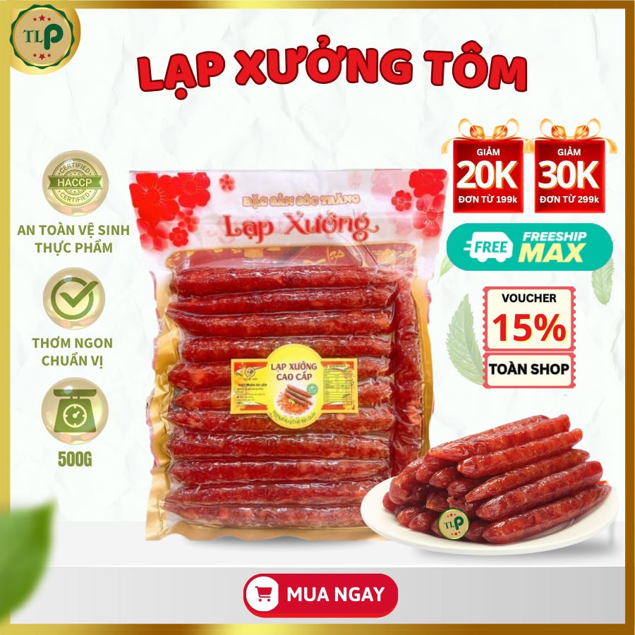 Lạp xưởng tôm đặc biệt tlp - bịch 500g