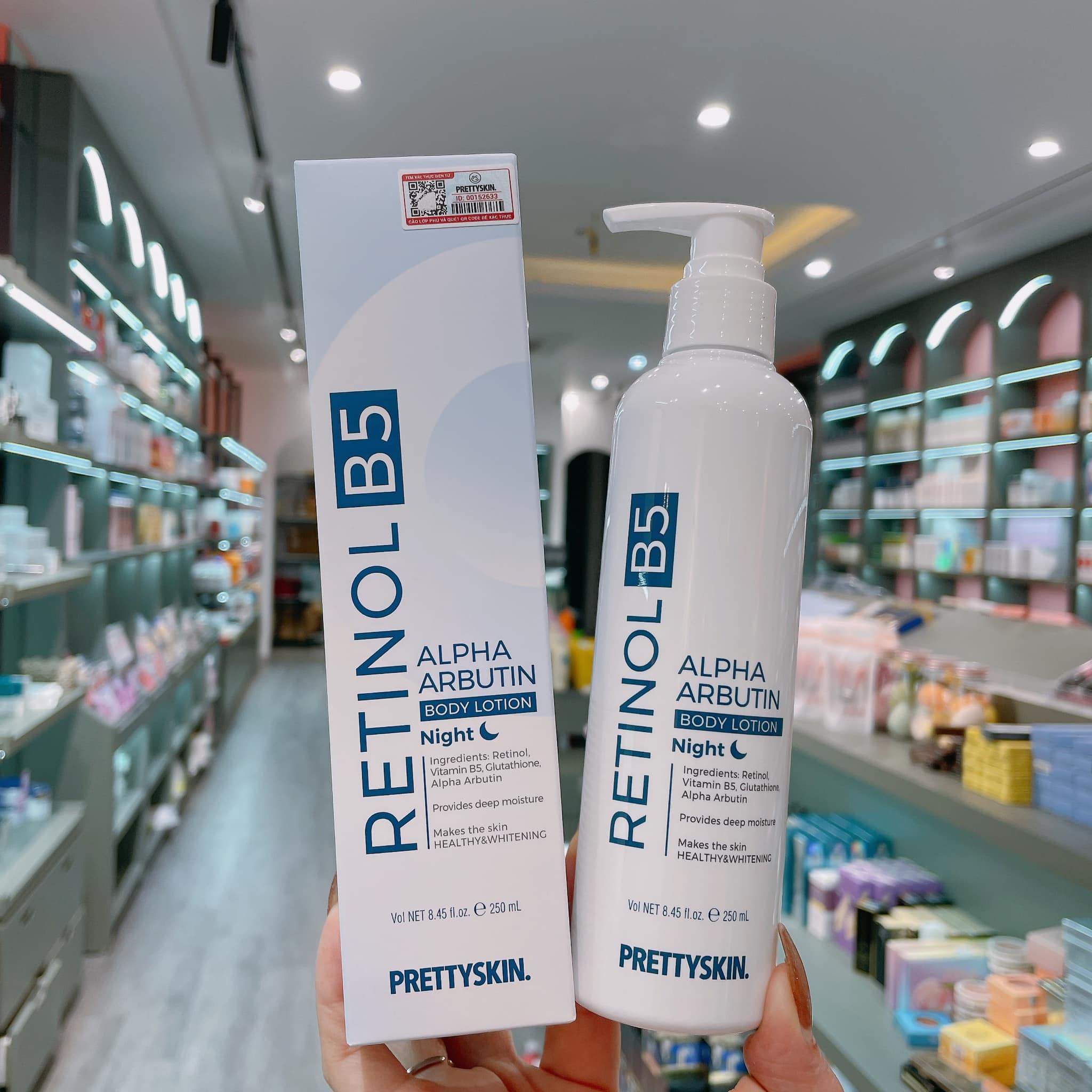 Kem Dưỡng Body Ban Đêm RETINOL B5 PRETTYSKIN, Tái Tạo, Phục Hồi & Dưỡng Trắng Da Chuyên Sâu - 250ml