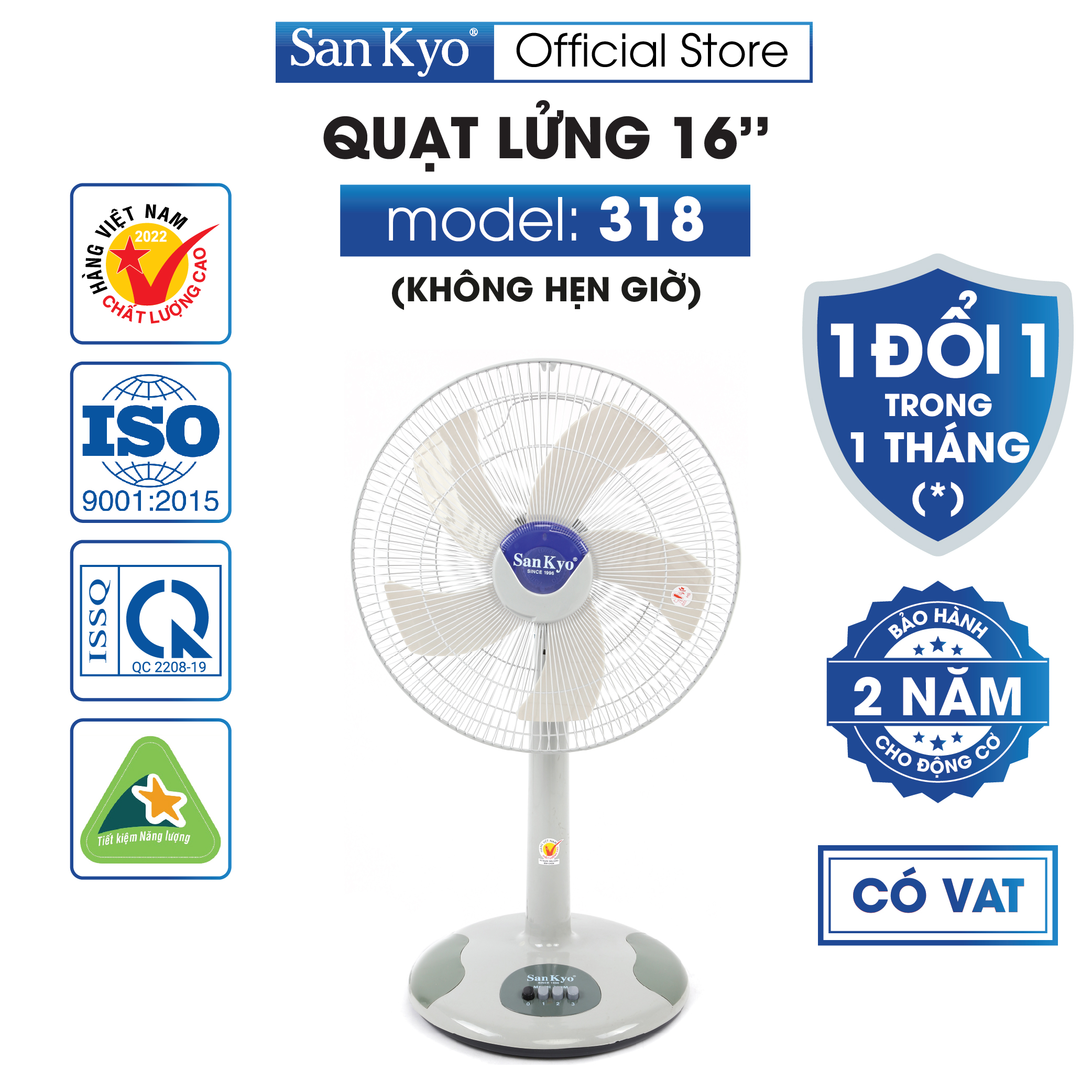 Quạt lửng 318m sankyo - động cơ motor dây đồng - cỡ lớn 16 inch