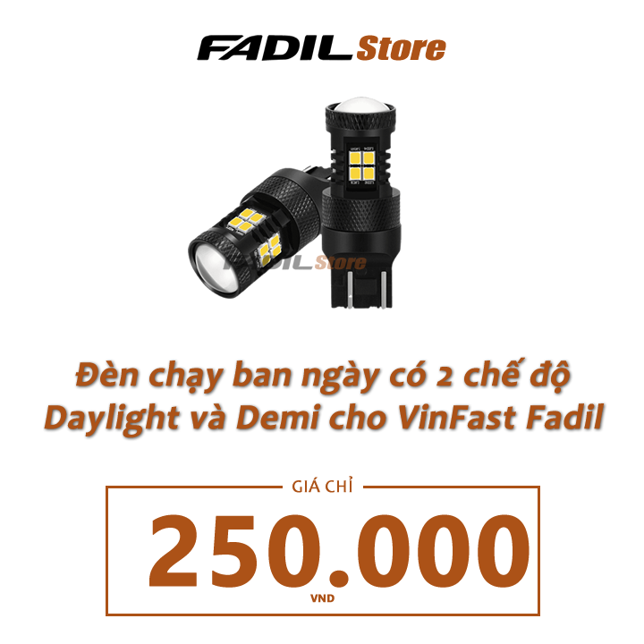 - đèn chạy led t20 có 2 chế độ daylight và demi cho vinfast fadil