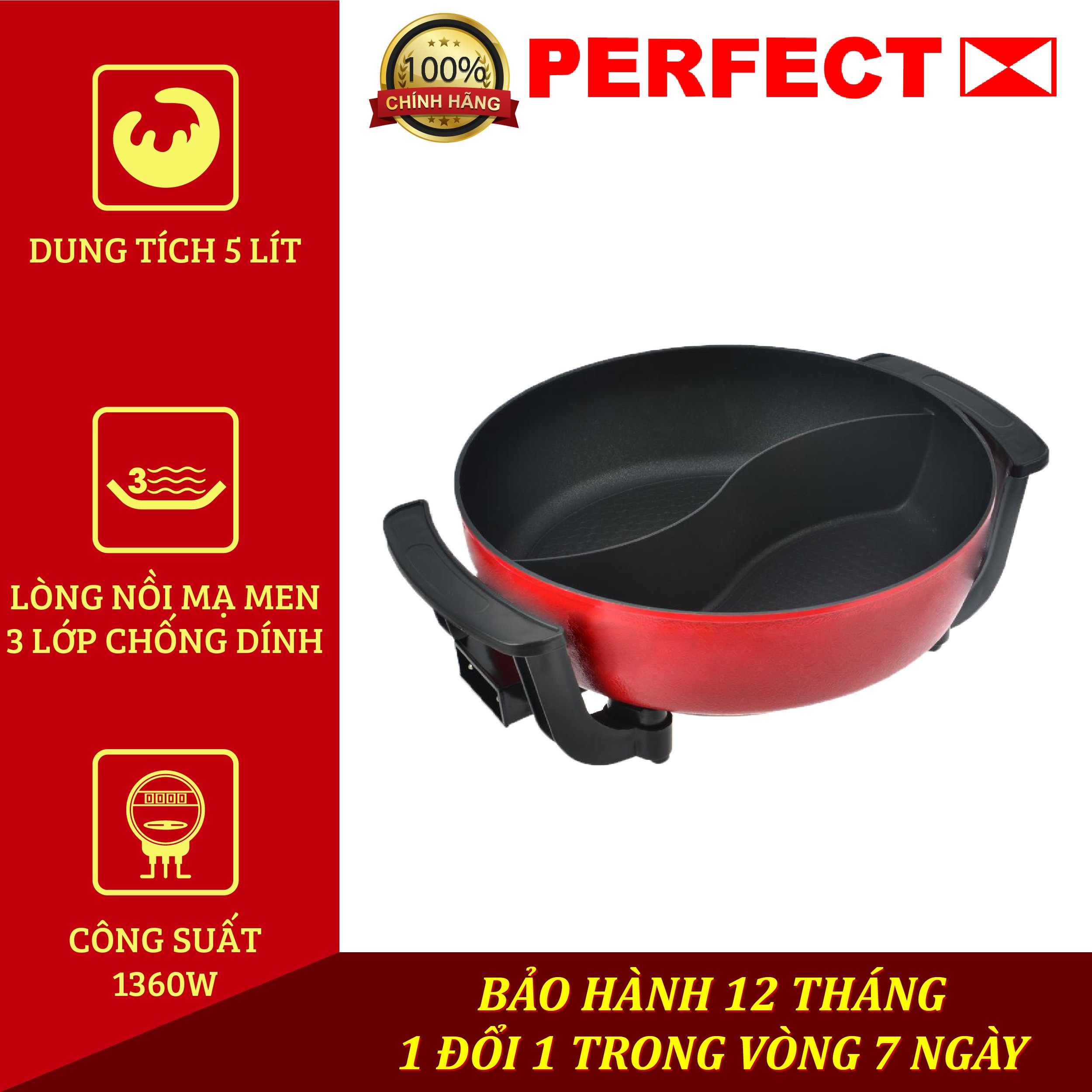 Nồi lẩu điện 2 ngăn perfectpf-a2n