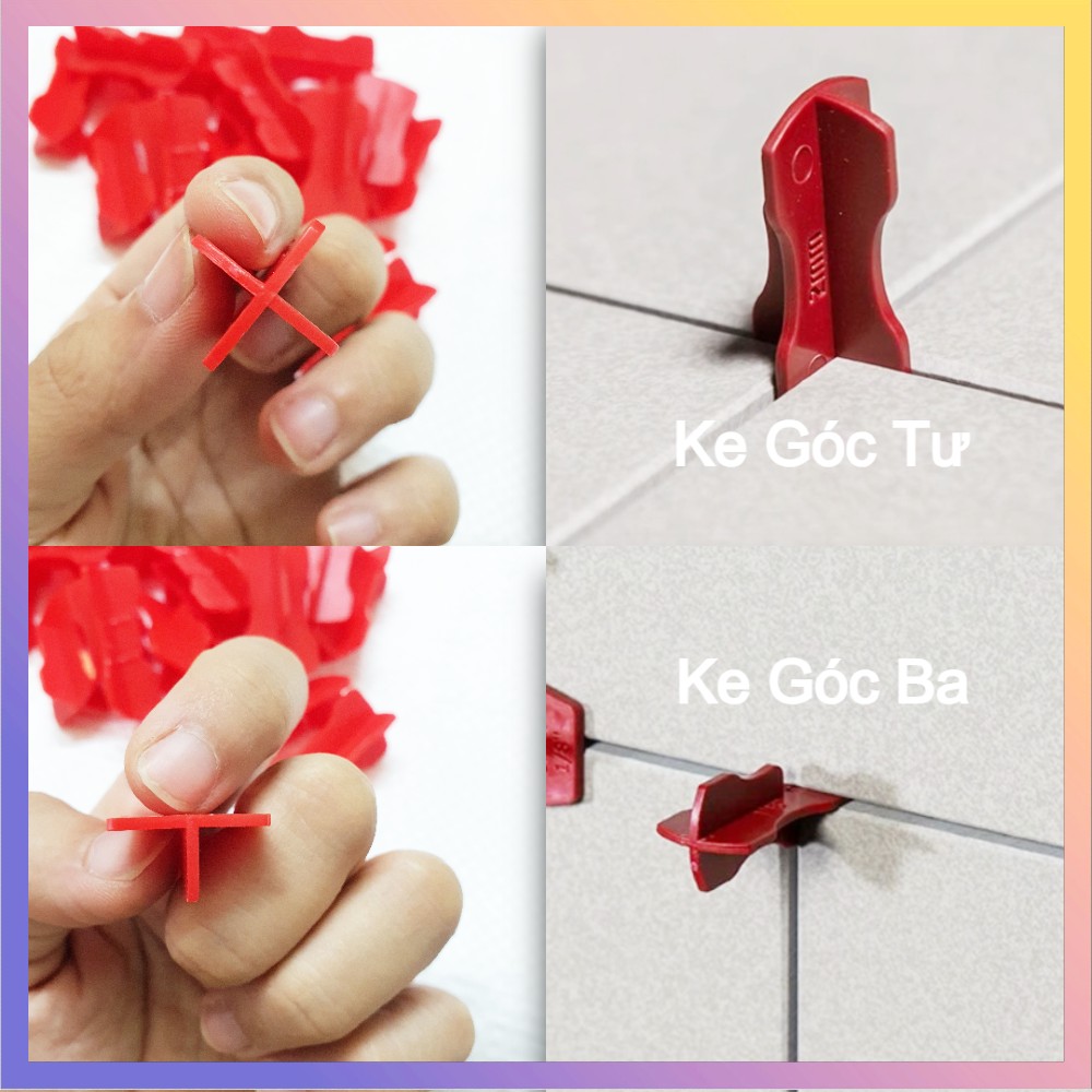 [Gói 350 Chiếc] Ke Chữ Thập Tái Sử Dụng - Ke Góc Ba - Góc Tư - Ke Mạch Gạch 1mm - 1.5mm - Sản Phẩm To Dễ Dàng Cầm Nắm