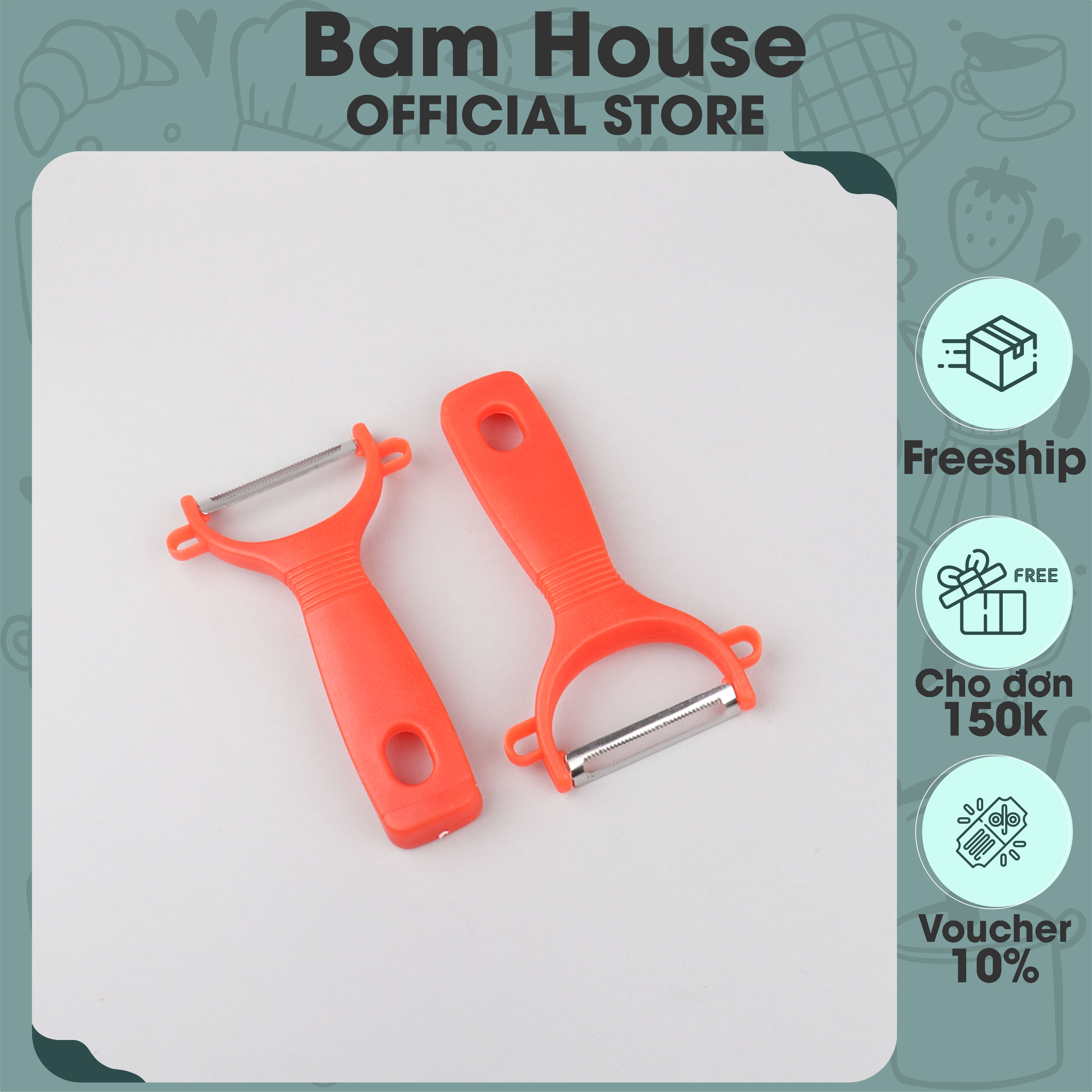 Dao bào đa năng inox cán nhựa đỏ siêu bén cao cấp BD03 - Gia dụng bếp