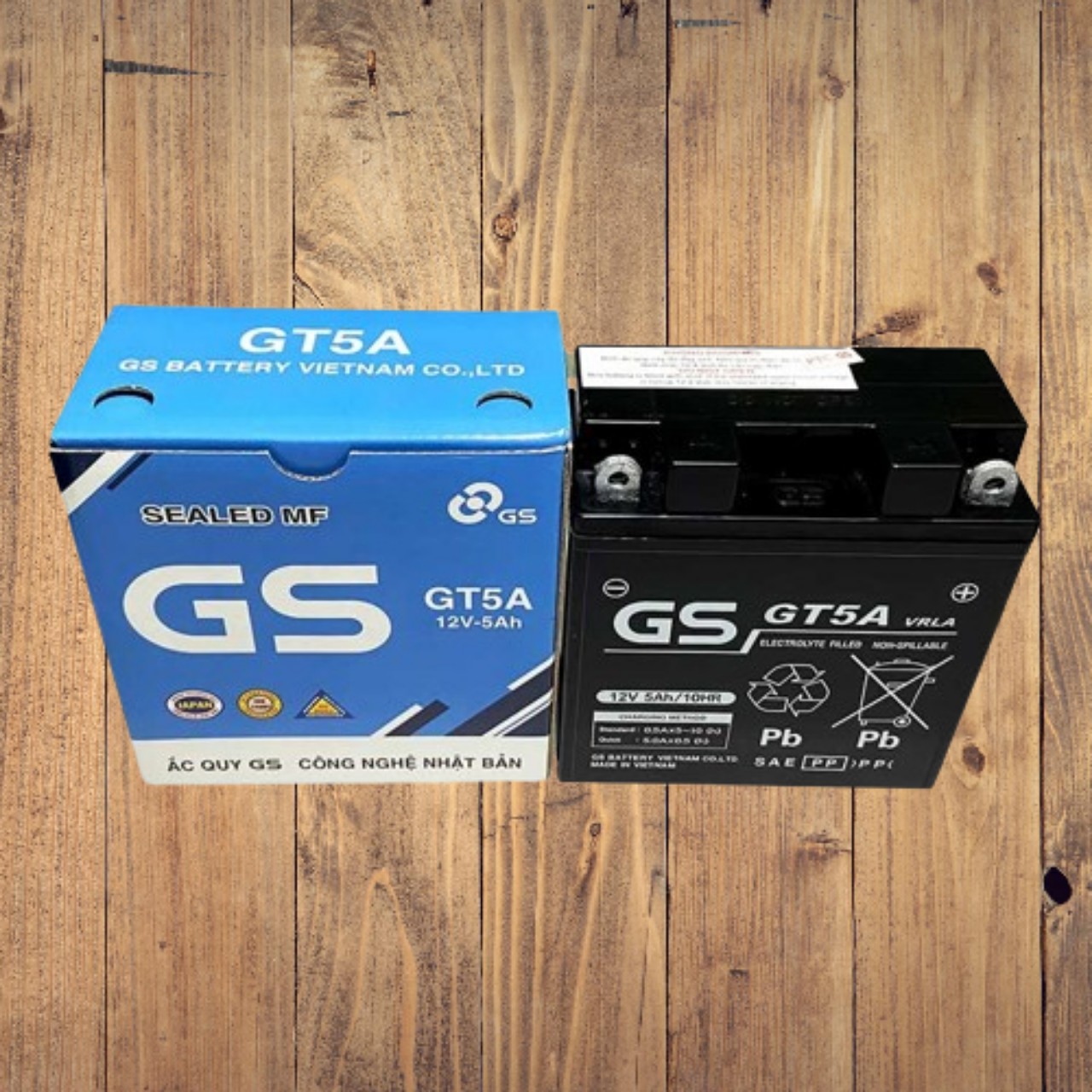 Chính hãng bình ắc quy khô gs gt5a 12v-5ah cho dream, wave đời đầu, future, sirius cơ, jupiter, taurus, mio