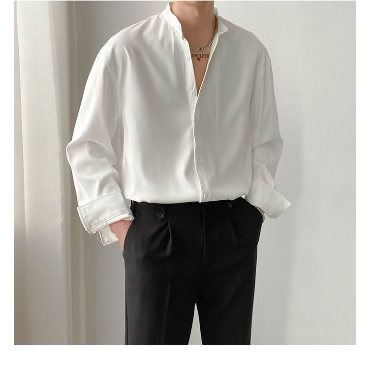 Áo Sơ Mi dài tay Cổ Tàu Menswear,áo sơ mi thời trang nam vải lụa cao cấp thời trang phong cách hàn quốc.