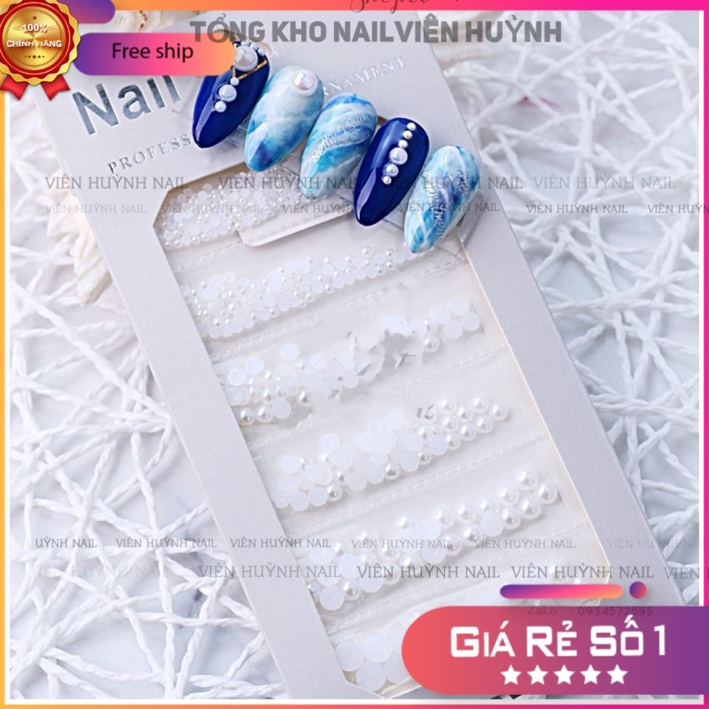 Túi hạt trai nail hạt trai nửa trang trí móng