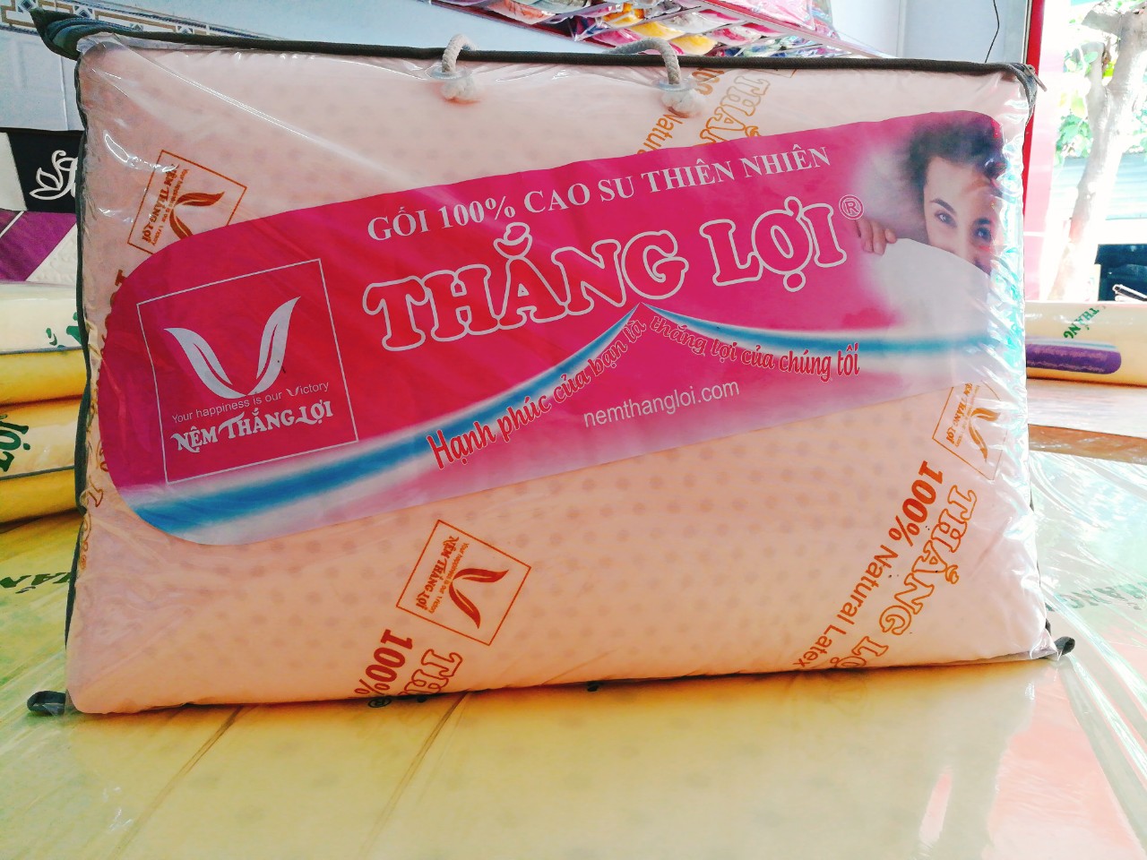 [HCM]GỐI 100% CAO SU THIÊN NHIÊN THẮNG LỢI 40CM X 60CM X 10CM