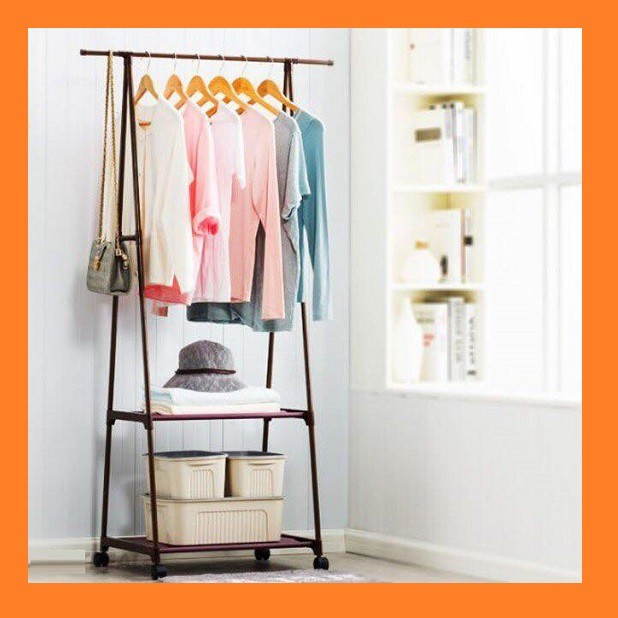 Kệ treo quần áo chữ A khung sắt SIÊU chắc chắn loại có bánh xe