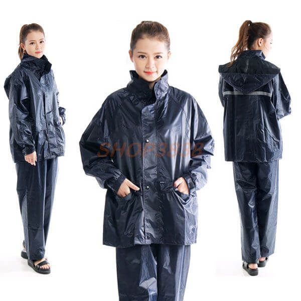 Bộ Quần Áo Mưa Vải Dù XL Từ 50-60kg 2 Lớp Khóa Không Thấm Nước Chống Rách