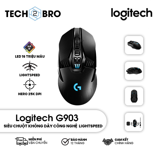 Chuột không dây bluetooth gaming Logitech G903 Hero công nghệ lightspeed - hàng chính hãng - không box - bảo hành 12 tháng