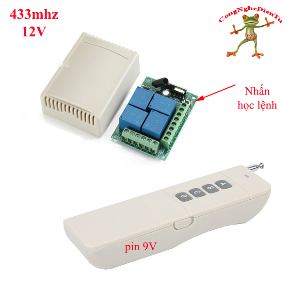 Bộ điều khiển 12v 4 kênh remote 3000m 433mhz