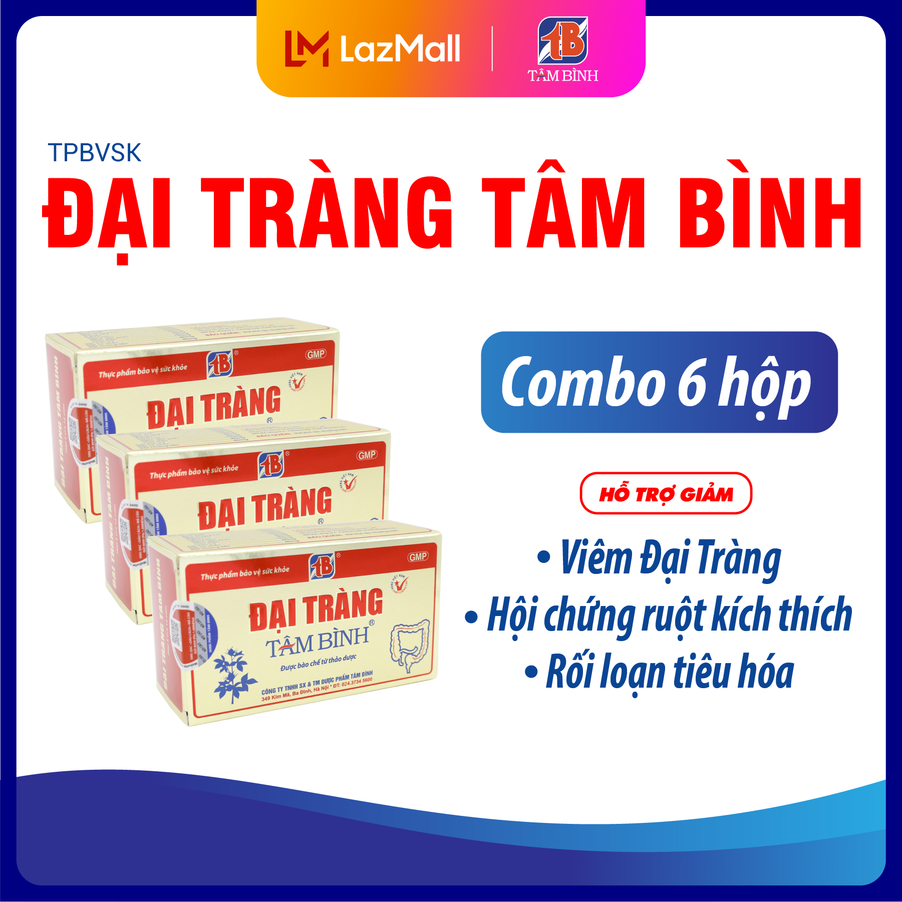 Combo 6 hộp Đại tràng Tâm Bình - Hỗ trợ giảm viêm đại tràng, rối loạn tiêu hóa, đầy hơi, tiêu chảy