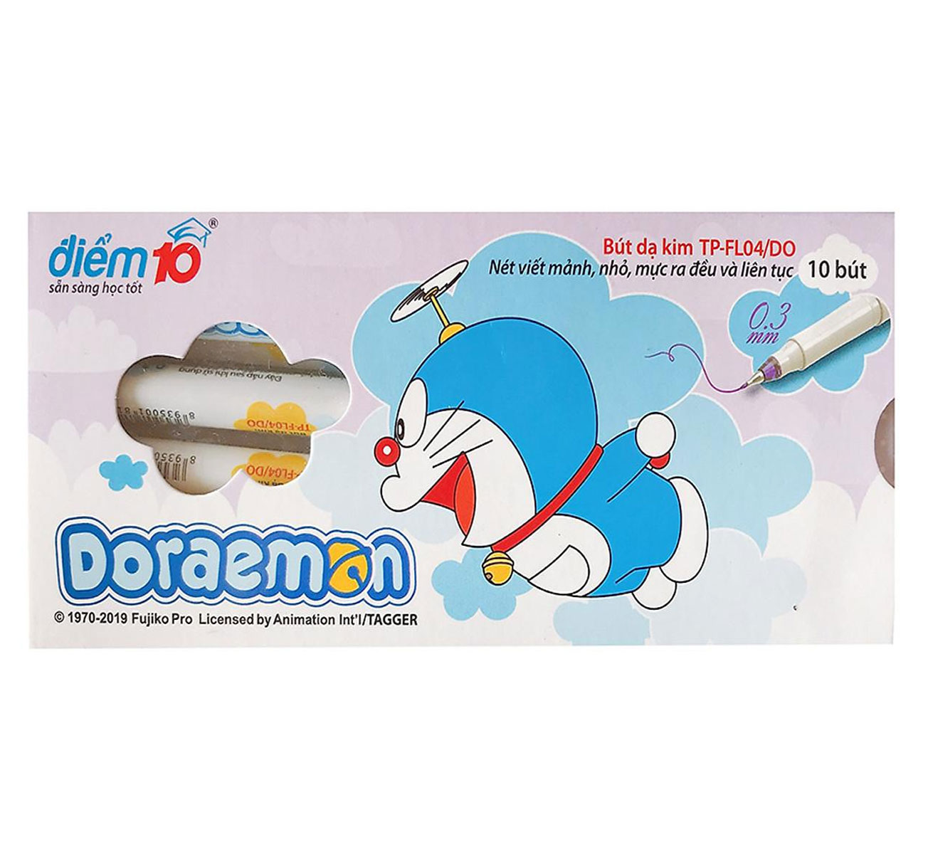 Hộp 10 cây bút viết lông kim / dạ kim điểm 10 tl doraemon fl-04 / fl04