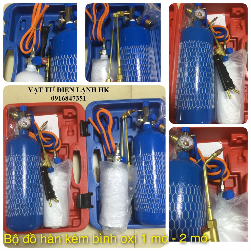 Bộ đồ hàn hơi - khò hàn gió đá mini kèm bình gas và oxi - hàn đơn - hàn kép