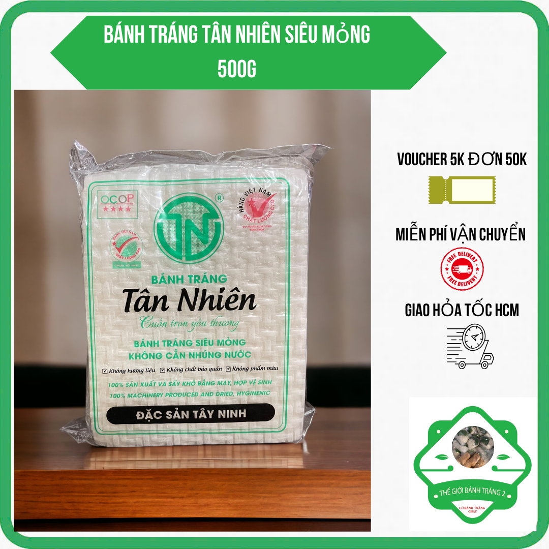 1 xấp bánh tráng mỏng Tân Nhiên cuốn rau sống thịt luộc cực ngon