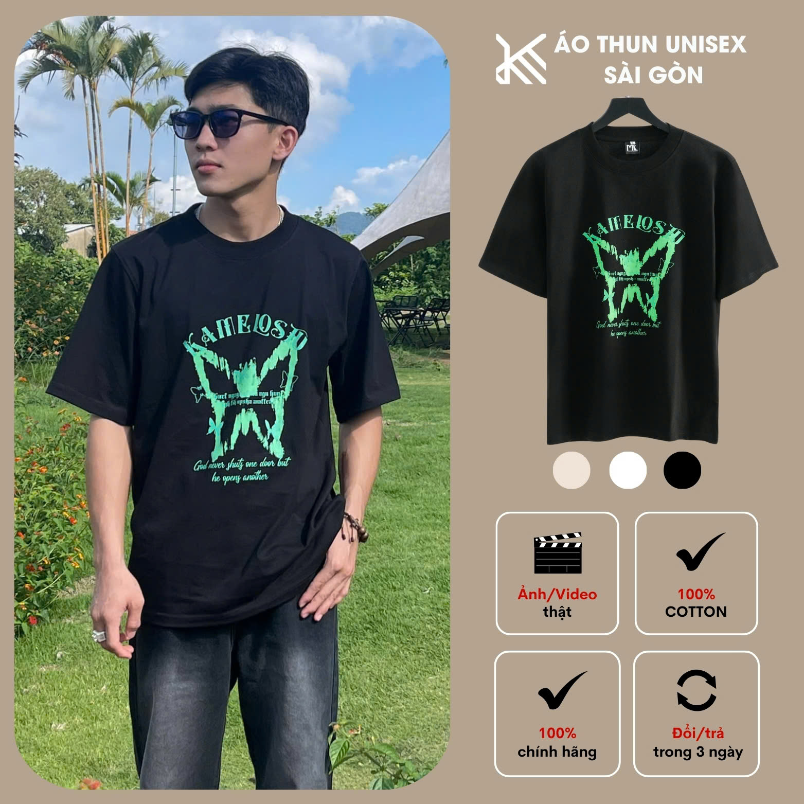 Áo Thun BUTTERFLY Form Rộng Tay Lỡ Vải Cotton 100% Phù Hợp Nam Nữ MK7