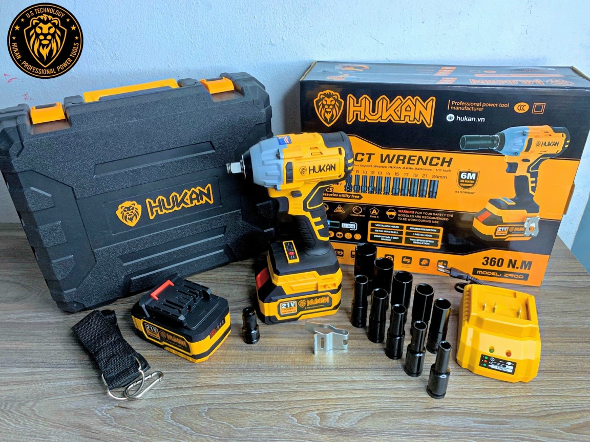 Máy bắn bulong hukan hk-z900 - tặng kèm 10 đầu khẩu và 1 đầu chuyển vít
