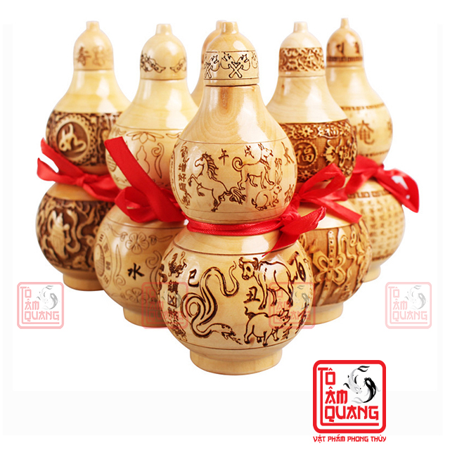 Hồ lô phong thủy bát quái gỗ đào đẹp hóa giải sát khí – tăng tuổi thọ - bình an – hạnh phúc – mẫu mã tinh tế đa dạng để trang trí nhà, bàn thờ gia tiên, ông địa- TÔ TÂM QUANG